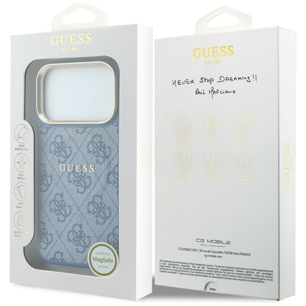 Husă Guess 4G Embossed Classic MagSafe pentru iPhone 17 Pro Max – albastru — imagine 7