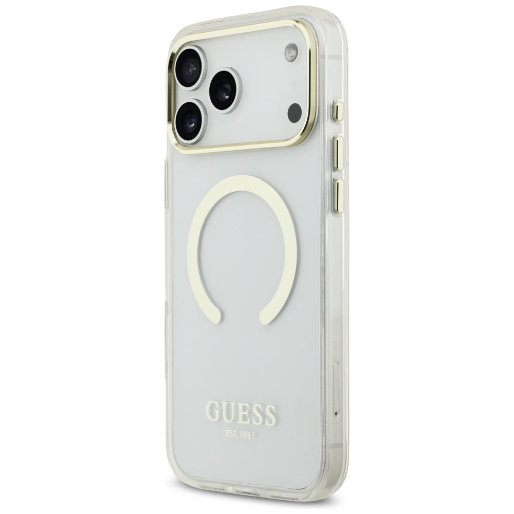 Husă Guess Metal Outline MagSafe pentru iPhone 17 Pro Max – auriu (GUHMP18XHTRMD) — imagine 4