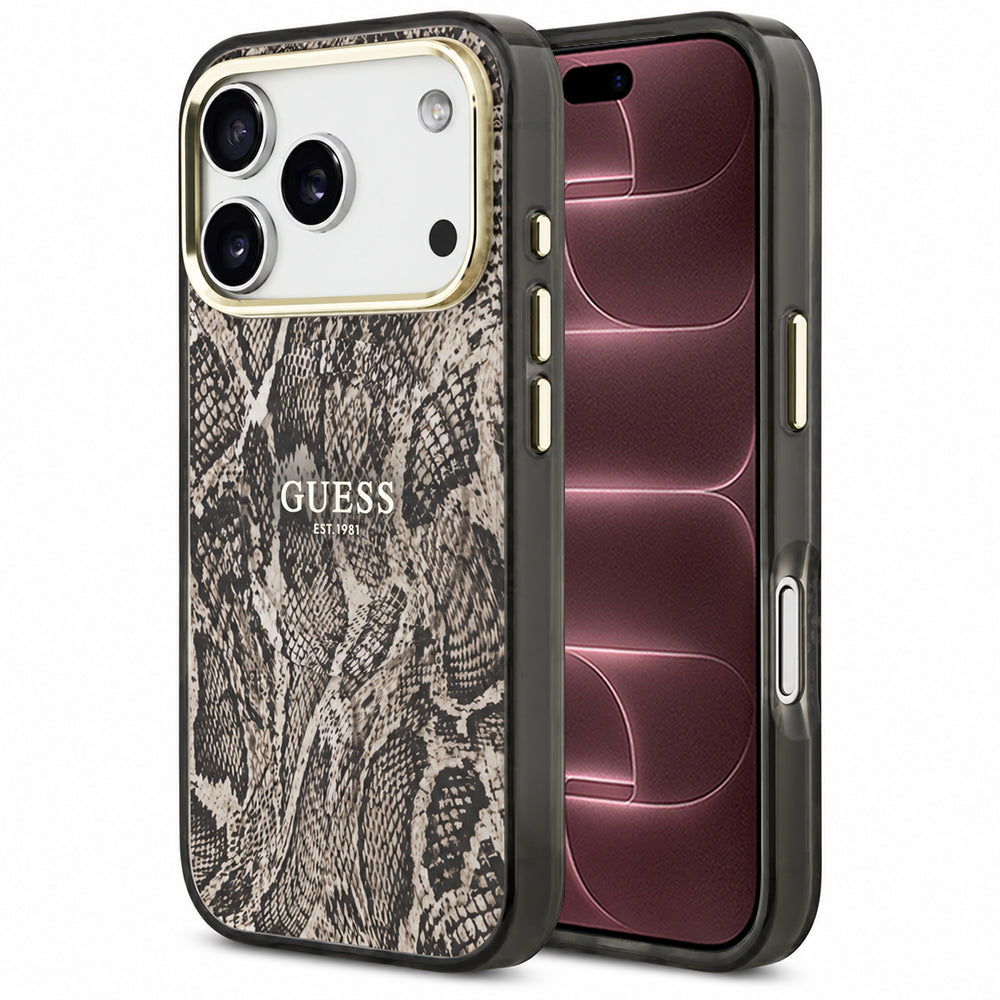 Husă Guess Python Pattern MagSafe pentru iPhone 17 Pro Max – maro (GUHMP18XHIMPYGW) — imagine 1