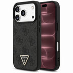 Husă Guess Leather 4G Triangle Strass MagSafe pentru iPhone 17 Pro Max – negru (GUHMP18XP4TDPLK) — imagine 1