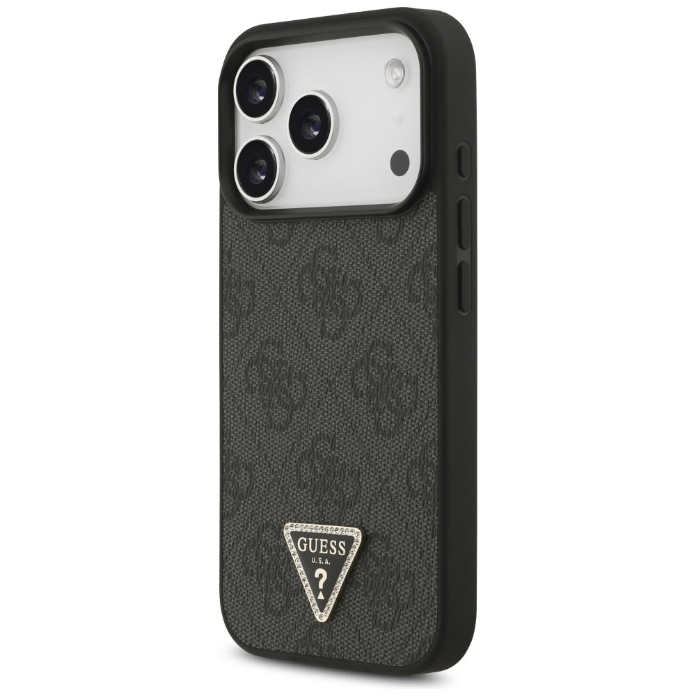 Husă Guess Leather 4G Triangle Strass MagSafe pentru iPhone 17 Pro Max – negru (GUHMP18XP4TDPLK) — imagine 3