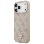 Husă Guess Leather 4G Triangle Strass MagSafe pentru iPhone 17 Pro Max – roz (GUHMP18XP4TDPP) — imagine 2