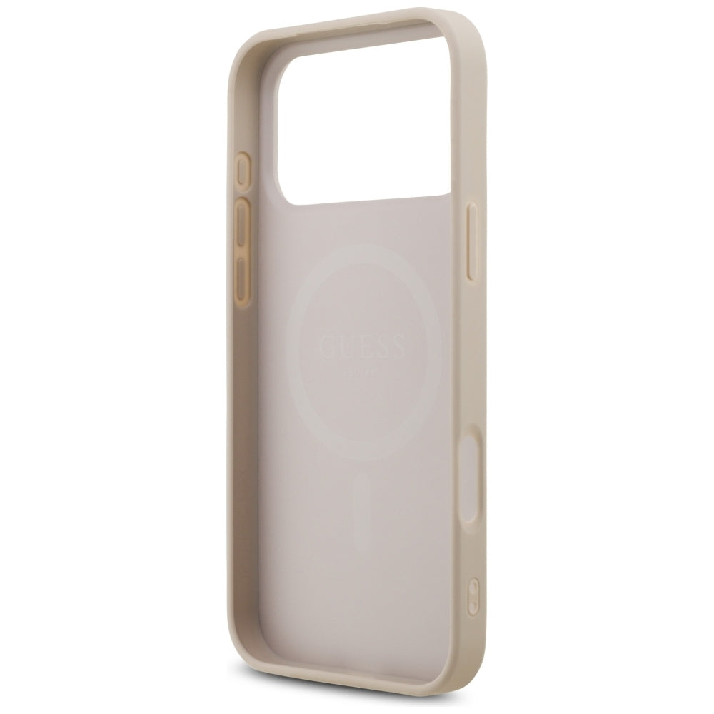 Husă Guess Leather 4G Triangle Strass MagSafe pentru iPhone 17 Pro Max – roz (GUHMP18XP4TDPP) — imagine 6