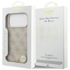Husă Guess Leather 4G Triangle Strass MagSafe pentru iPhone 17 Pro Max – roz (GUHMP18XP4TDPP) — imagine 7