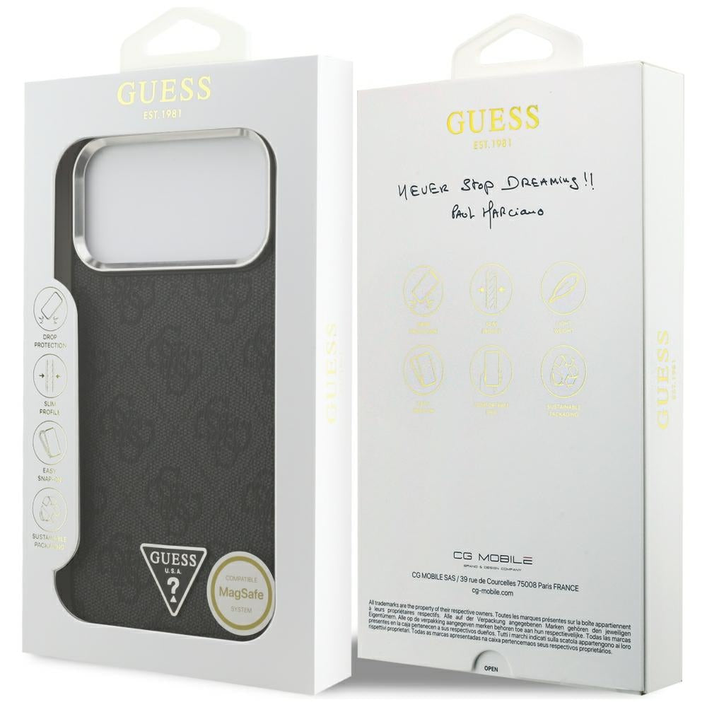 Husă Guess Hardcase 4G Triangle Logo MagSafe pentru iPhone 17 Pro Max – negru (GUHMP18XP4TSRCMK) — imagine 7