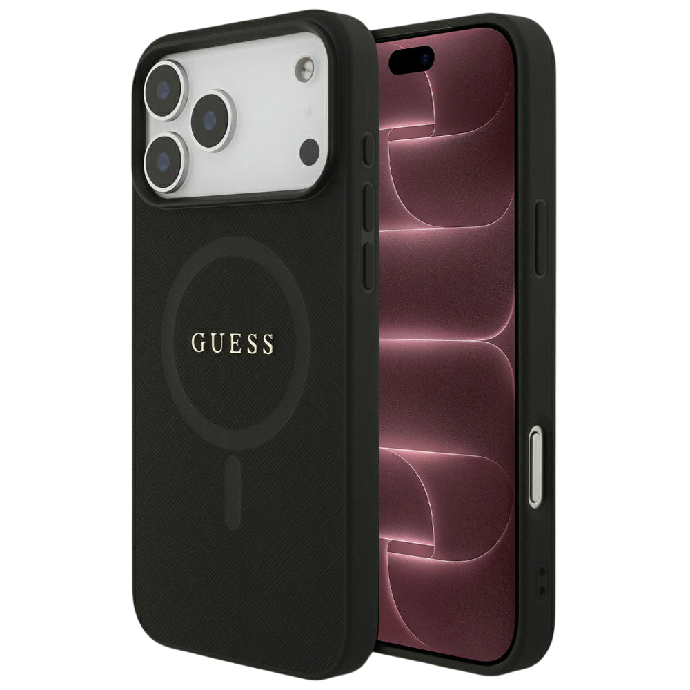 Husă Guess Saffiano MagSafe pentru iPhone 17 Pro Max – negru (GUHMP18XPSAHMCK) — imagine 1