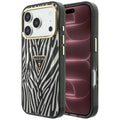 Husă Guess Zebra Glitter Triangle Logo MagSafe pentru iPhone 17 Pro Max – negru / argintiu — imagine 1