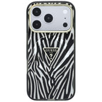 Husă Guess Zebra Glitter Triangle Logo MagSafe pentru iPhone 17 Pro Max – negru / argintiu — imagine 3