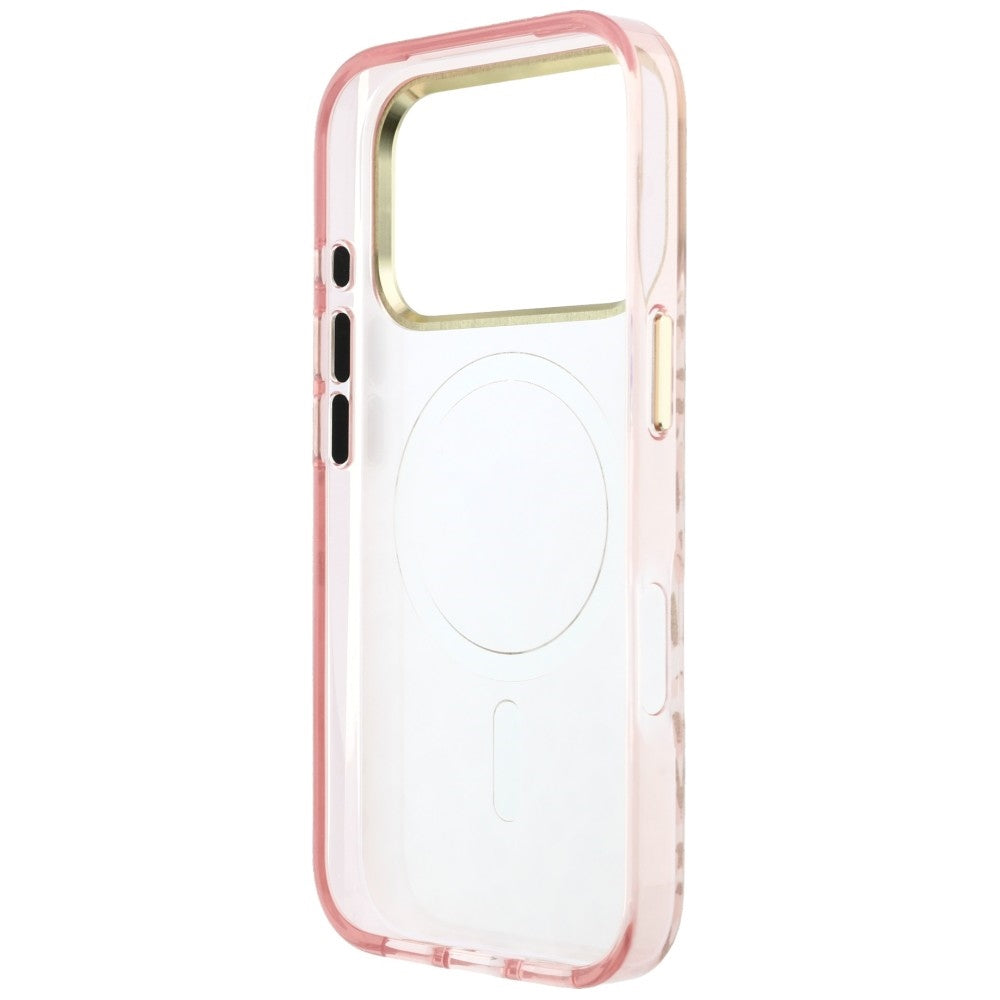 Husă Guess Leopard Glitter Triangle Logo MagSafe pentru iPhone 17 Pro Max – roz — imagine 6