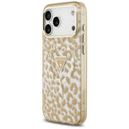 Husă Guess Leopard Glitter Triangle Logo MagSafe pentru iPhone 17 Pro Max – maro — imagine 4