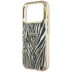 Husă Guess Zebra Glitter Triangle Logo MagSafe pentru iPhone 17 Pro Max – negru / auriu — imagine 5