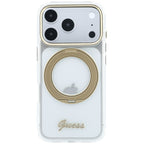 Husă Guess Ring Stand Script Metal Logo MagSafe pentru iPhone 17 Pro Max – transparent — imagine 3