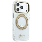 Husă Guess Ring Stand Script Metal Logo MagSafe pentru iPhone 17 Pro Max – transparent — imagine 4