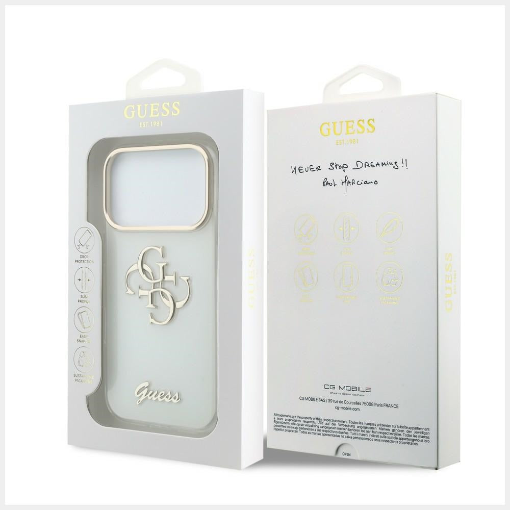 Husă Guess IML 4G Metal Script pentru iPhone 17 Pro Max – alb — imagine 7