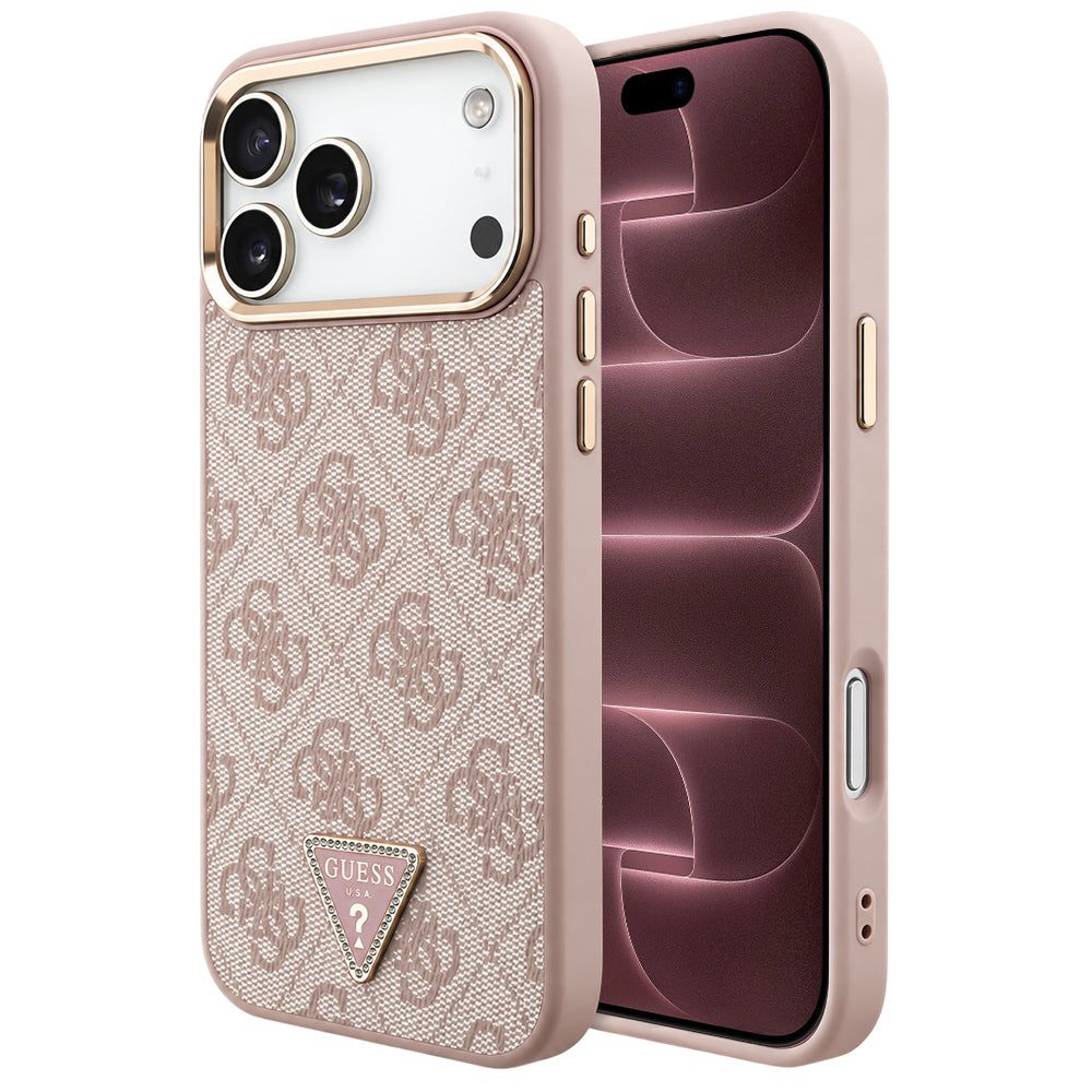 Husă Guess Hardcase 4G Triangle Logo MagSafe pentru iPhone 17 Pro Max – roz (GUHMP18XP4GTDGMP) — imagine 1