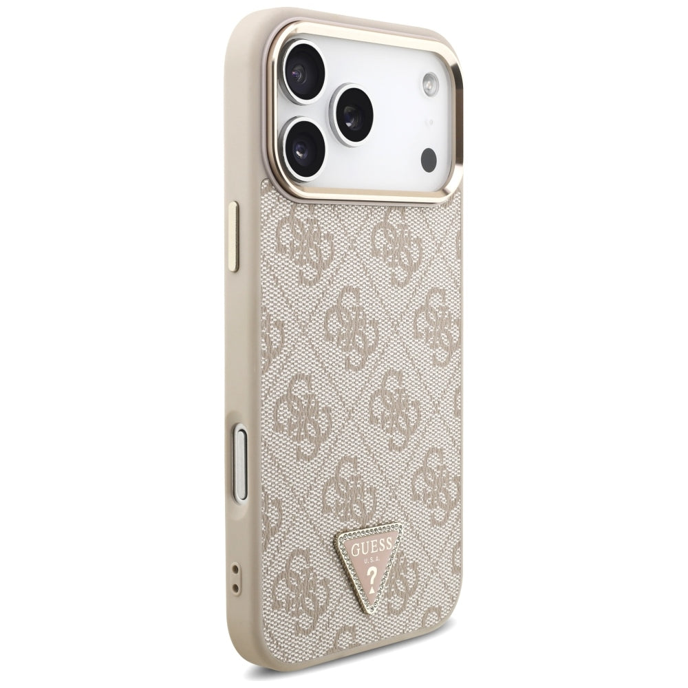 Husă Guess Hardcase 4G Triangle Logo MagSafe pentru iPhone 17 Pro Max – roz (GUHMP18XP4GTDGMP) — imagine 4
