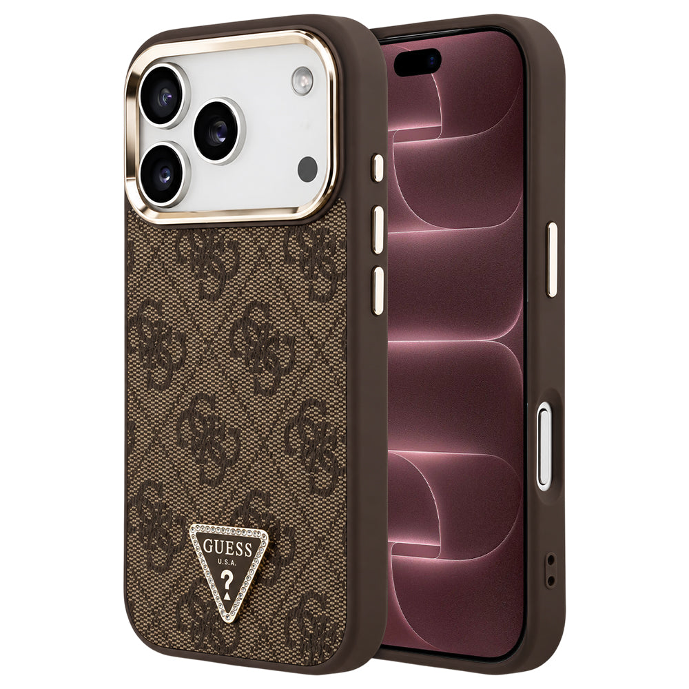 Husă Guess Hardcase 4G Triangle Logo MagSafe pentru iPhone 17 Pro Max – maro (GUHMP18XP4GTDGMW) — imagine 1