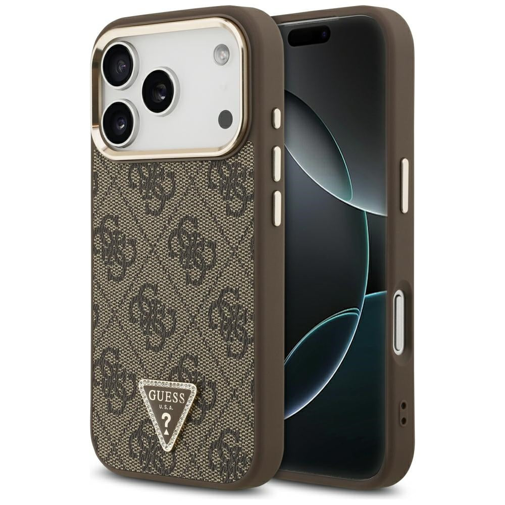 Husă Guess Hardcase 4G Triangle Logo MagSafe pentru iPhone 17 Pro Max – maro (GUHMP18XP4GTDGMW) — imagine 2