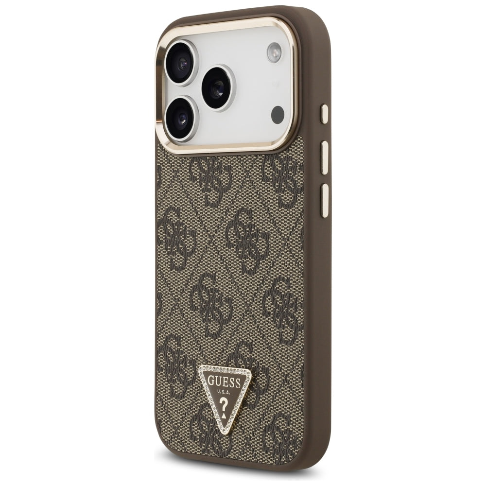 Husă Guess Hardcase 4G Triangle Logo MagSafe pentru iPhone 17 Pro Max – maro (GUHMP18XP4GTDGMW) — imagine 3