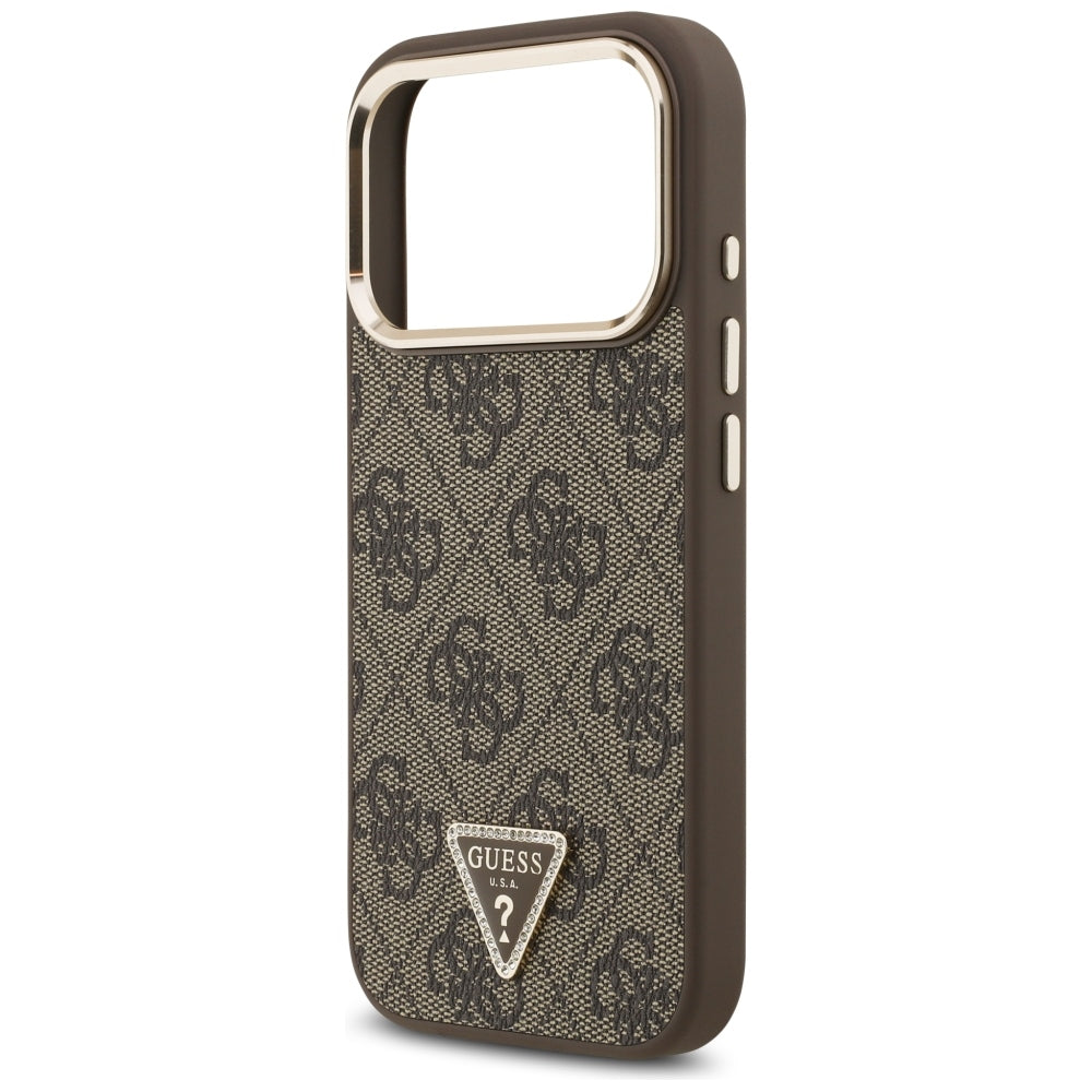 Husă Guess Hardcase 4G Triangle Logo MagSafe pentru iPhone 17 Pro Max – maro (GUHMP18XP4GTDGMW) — imagine 6