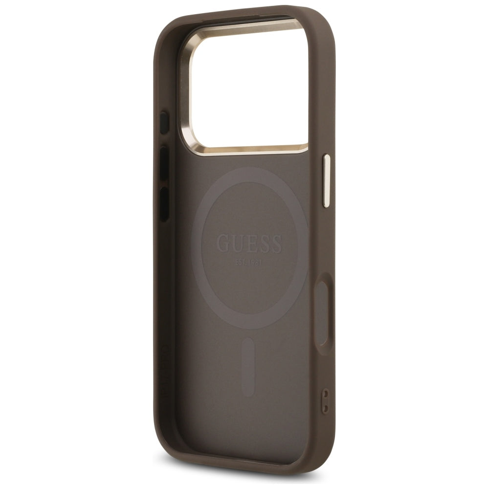 Husă Guess Hardcase 4G Triangle Logo MagSafe pentru iPhone 17 Pro Max – maro (GUHMP18XP4GTDGMW) — imagine 7