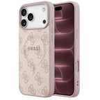 Husă Guess 4G Embossed Ring Classic Logo MagSafe pentru iPhone 17 Pro Max – roz — imagine 1