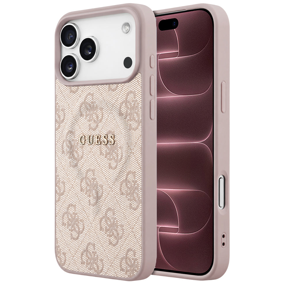 Husă Guess 4G Embossed Ring Classic Logo MagSafe pentru iPhone 17 Pro Max – roz — imagine 1