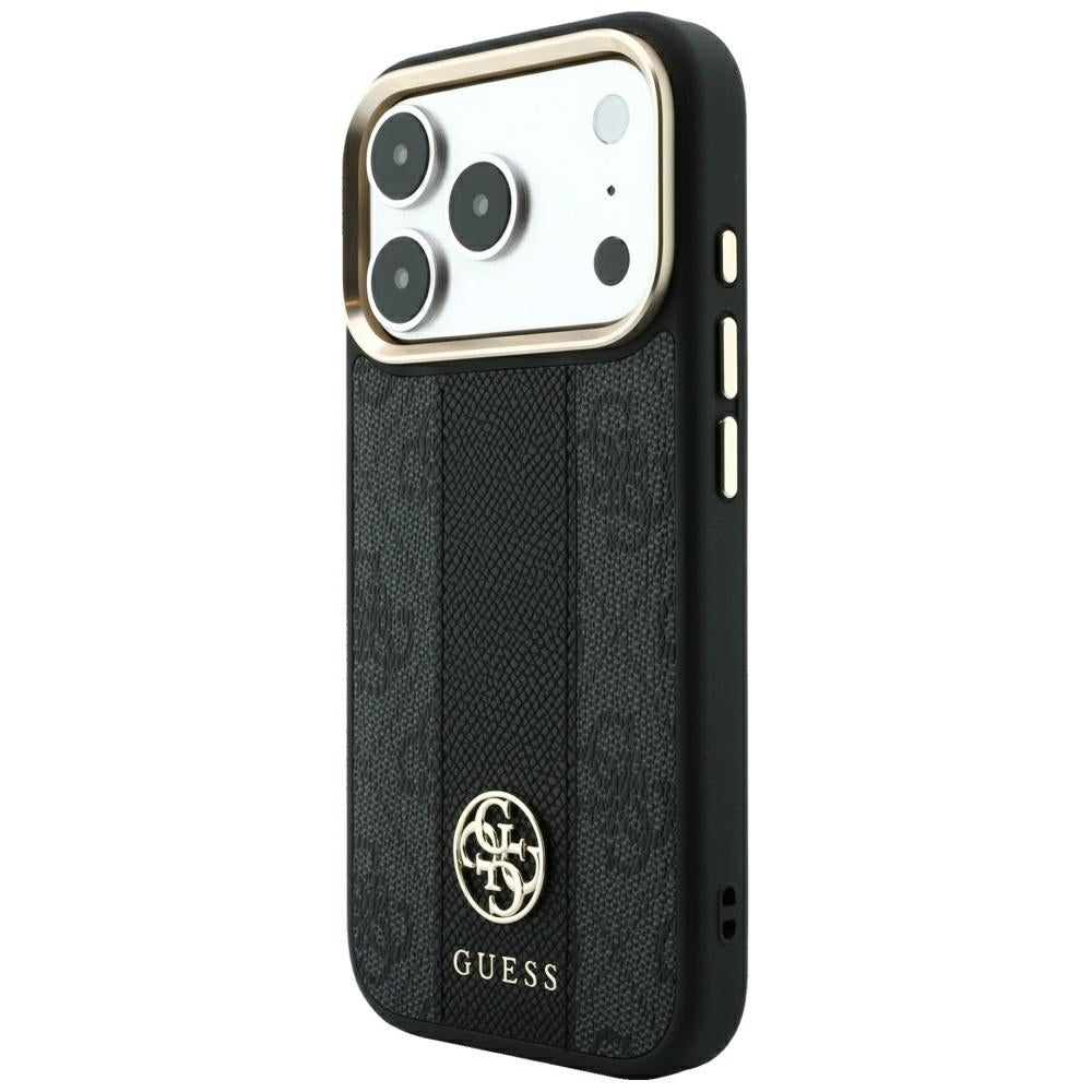Husă Guess Leather 4G Stripe Round Classic Logo MagSafe pentru iPhone 17 Pro Max – negru — imagine 2