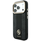 Husă Guess Leather 4G Stripe Round Classic Logo MagSafe pentru iPhone 17 Pro Max – negru — imagine 2