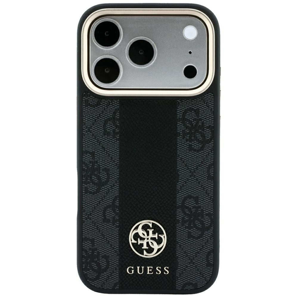 Husă Guess Leather 4G Stripe Round Classic Logo MagSafe pentru iPhone 17 Pro Max – negru — imagine 3