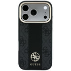 Husă Guess Leather 4G Stripe Round Classic Logo MagSafe pentru iPhone 17 Pro Max – negru — imagine 3