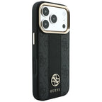 Husă Guess Leather 4G Stripe Round Classic Logo MagSafe pentru iPhone 17 Pro Max – negru — imagine 4