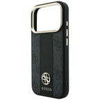 Husă Guess Leather 4G Stripe Round Classic Logo MagSafe pentru iPhone 17 Pro Max – negru — imagine 5