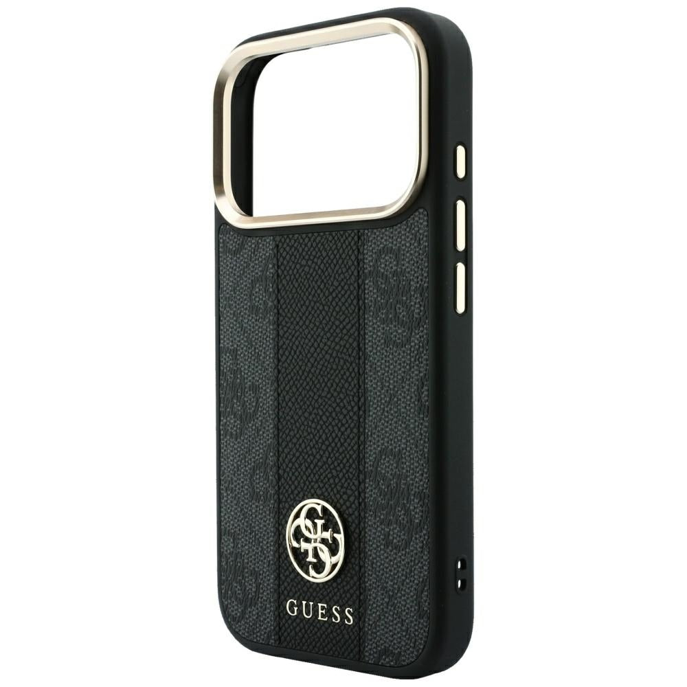 Husă Guess Leather 4G Stripe Round Classic Logo MagSafe pentru iPhone 17 Pro Max – negru — imagine 5