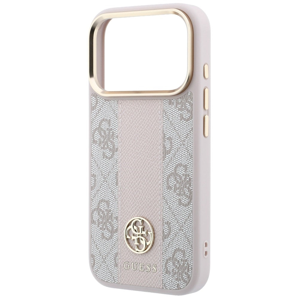 Husă Guess Leather 4G Stripe Round Classic Logo MagSafe pentru iPhone 17 Pro Max – roz — imagine 5