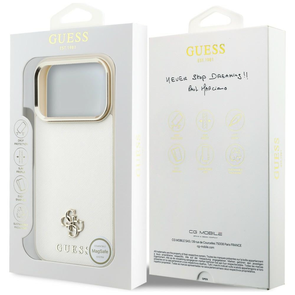 Husă Guess Saffiano Small 4G Classic MagSafe pentru iPhone 17 Pro Max – bej — imagine 7