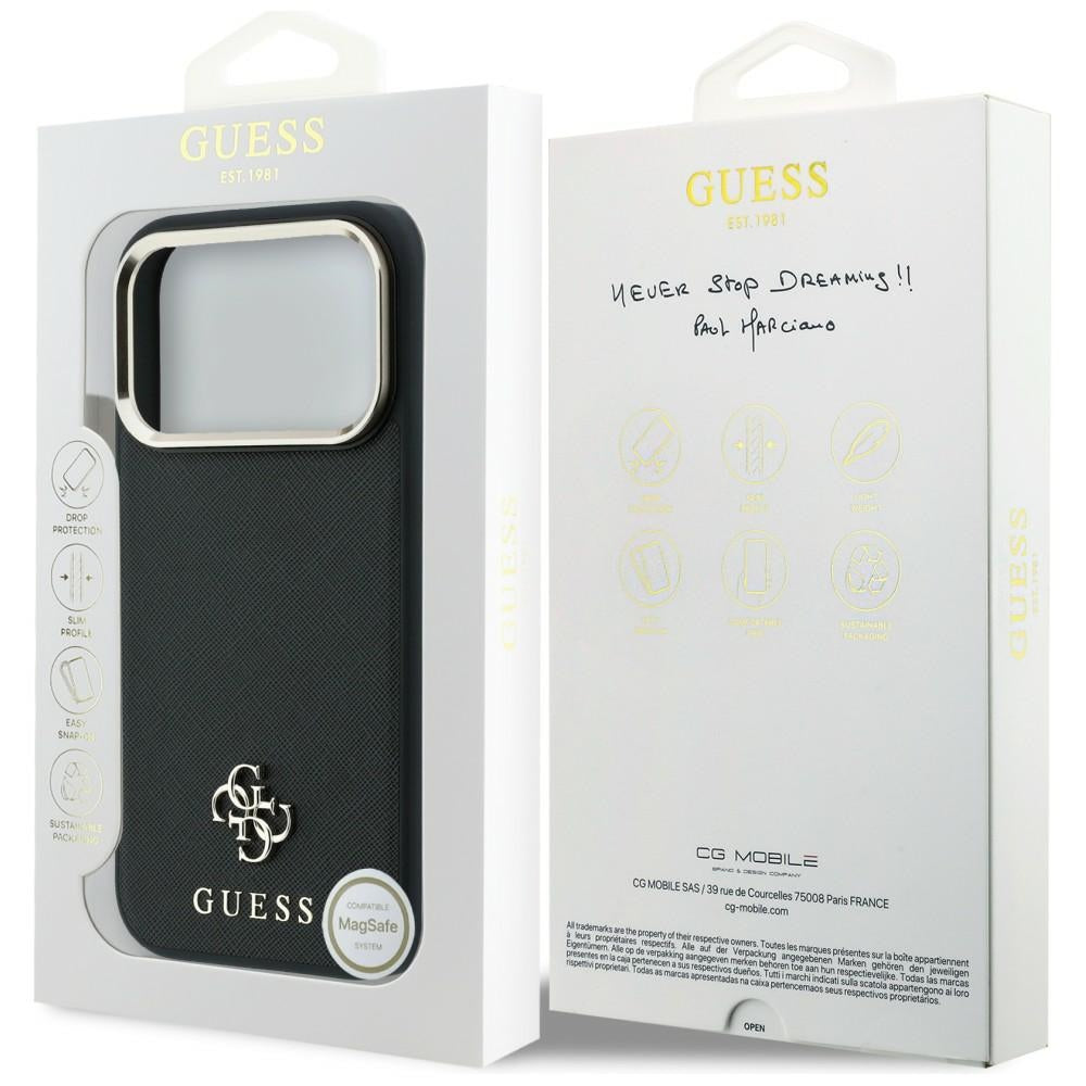 Husă Guess Saffiano Small 4G Classic MagSafe pentru iPhone 17 Pro Max – negru — imagine 7