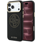 Husă Guess Leather Perforated 4G MagSafe pentru iPhone 17 Pro Max – negru — imagine 1
