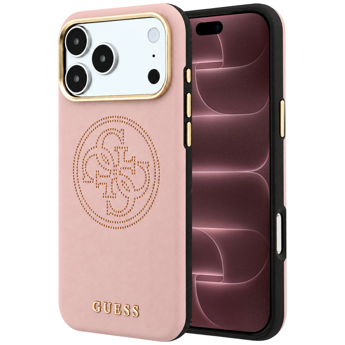Husă Guess Leather Perforated 4G MagSafe pentru iPhone 17 Pro Max – roz — imagine 1