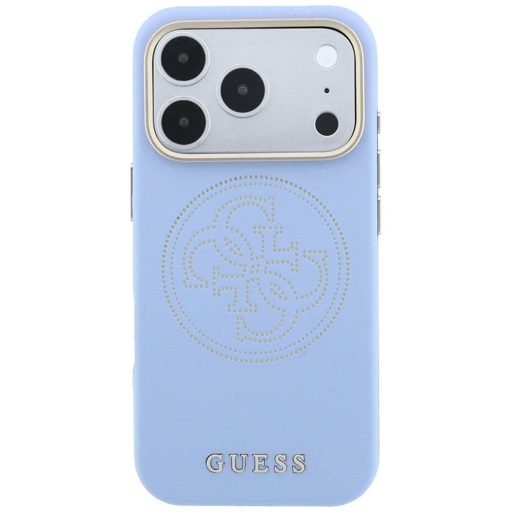 Husă Guess Leather Perforated 4G MagSafe pentru iPhone 17 Pro Max – albastru deschis — imagine 2