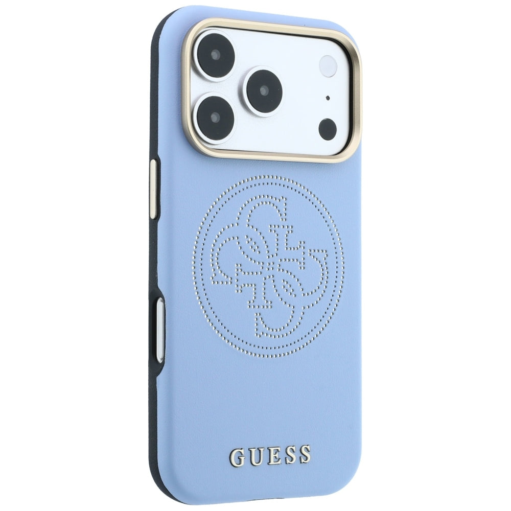 Husă Guess Leather Perforated 4G MagSafe pentru iPhone 17 Pro Max – albastru deschis — imagine 3