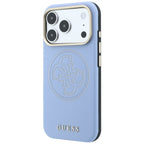 Husă Guess Leather Perforated 4G MagSafe pentru iPhone 17 Pro Max – albastru deschis — imagine 4
