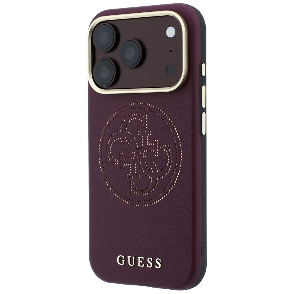 Husă Guess Leather Perforated 4G MagSafe pentru iPhone 17 Pro Max – burgundy — imagine 2
