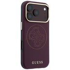 Husă Guess Leather Perforated 4G MagSafe pentru iPhone 17 Pro Max – burgundy — imagine 4