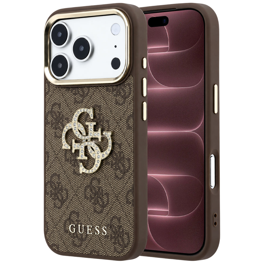 Husă Guess Hardcase 4G Big Strass Logo pentru iPhone 17 Pro Max – maro — imagine 1