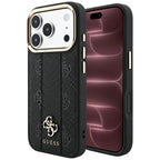 Husă Guess Leather Stripe Peony 4G MagSafe pentru iPhone 17 Pro Max – negru — imagine 1