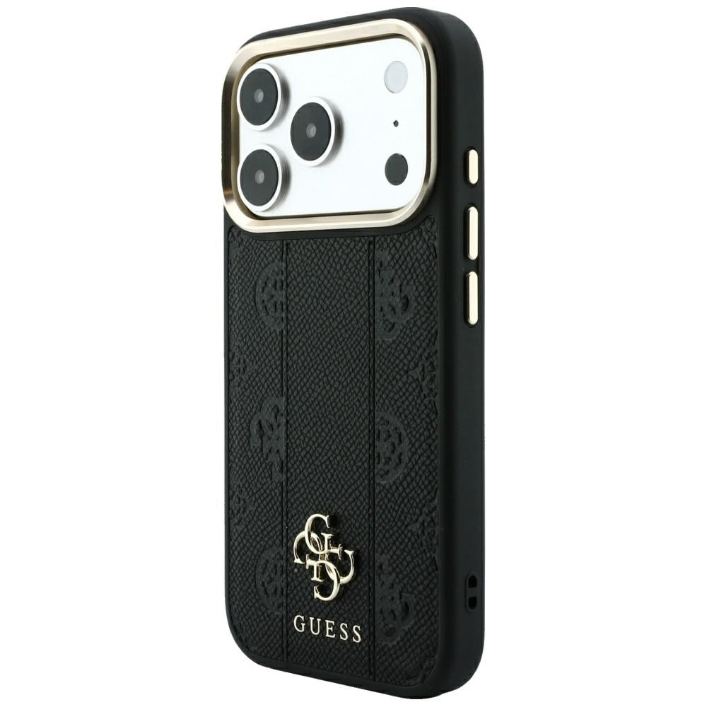 Husă Guess Leather Stripe Peony 4G MagSafe pentru iPhone 17 Pro Max – negru — imagine 2