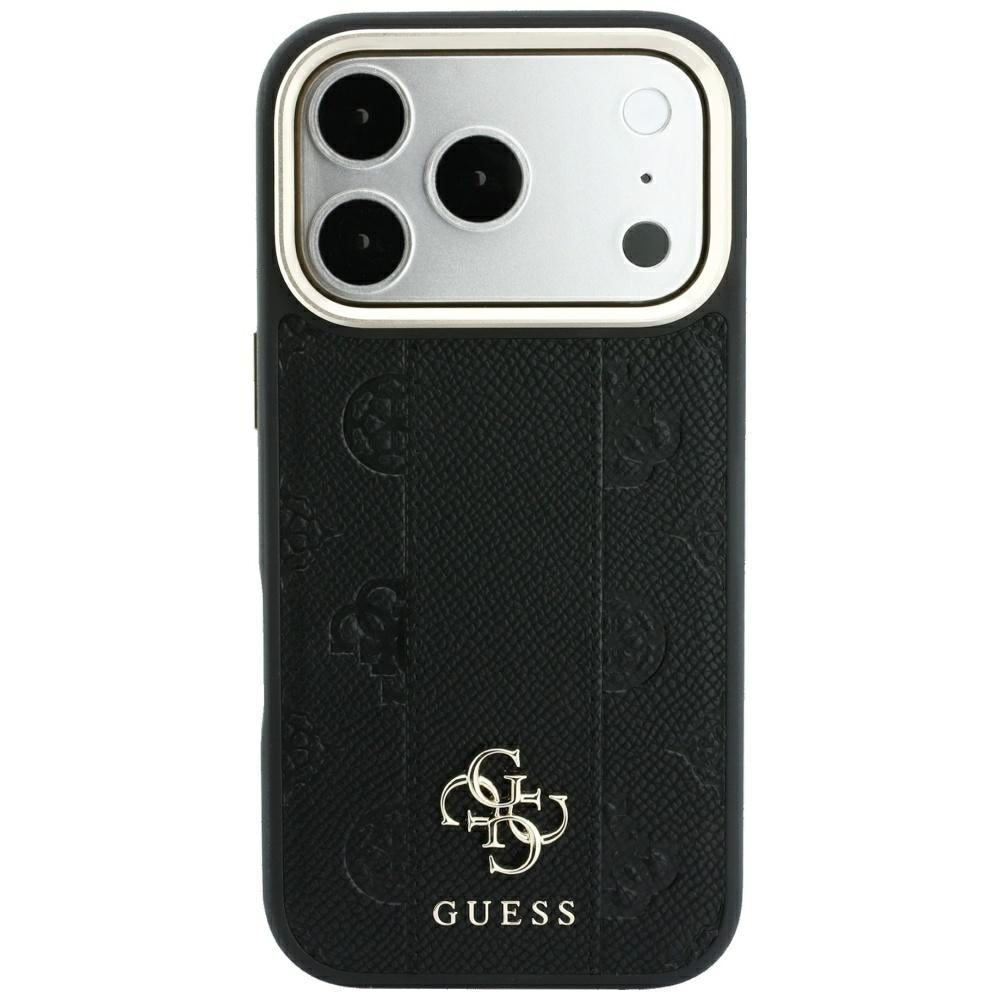 Husă Guess Leather Stripe Peony 4G MagSafe pentru iPhone 17 Pro Max – negru — imagine 3