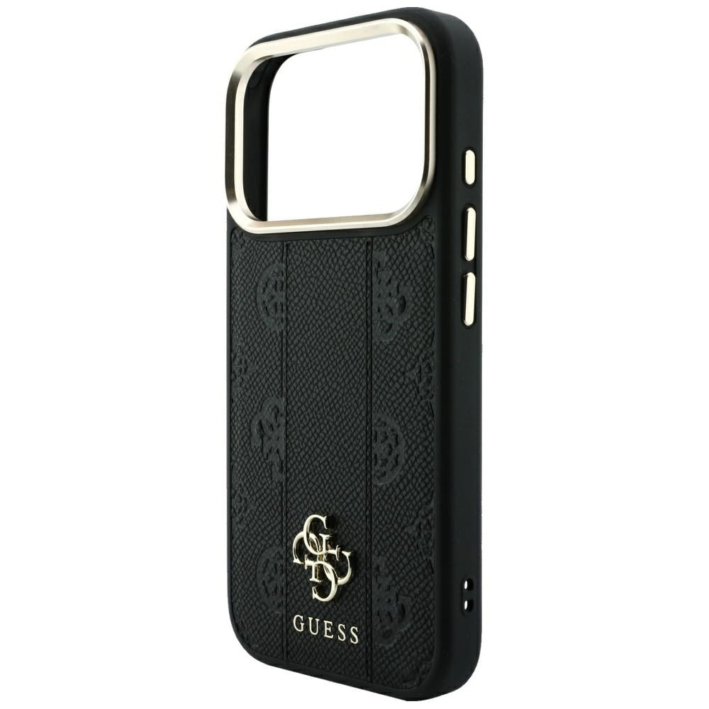 Husă Guess Leather Stripe Peony 4G MagSafe pentru iPhone 17 Pro Max – negru — imagine 5