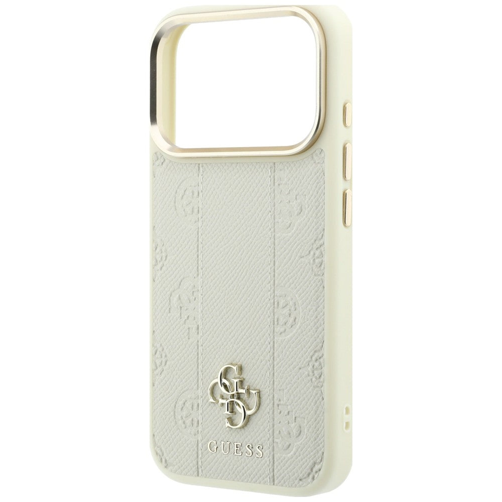 Husă Guess Leather Stripe Peony 4G MagSafe pentru iPhone 17 Pro Max – bej — imagine 5